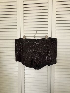 Black Sequin High-Waist Short Shorts